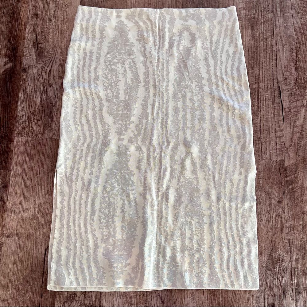 COS Subtle Patterned animal print Cream silver Pencil Skirt stretch large